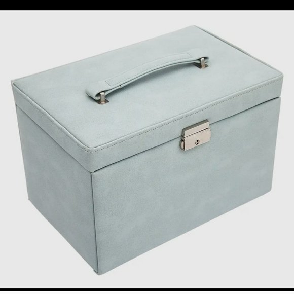 Source Unknown Jewelry - Jewelry box,  blue jewelry case with handle & key lock